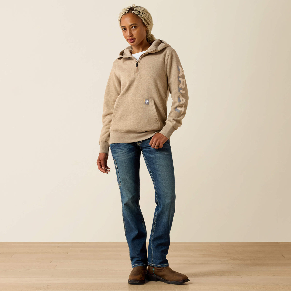 Rebar Lightweight Logo 1/2 Zip Hoodie Women | Ariat online